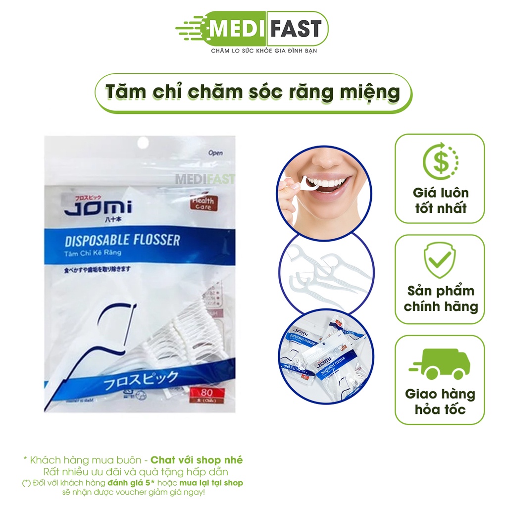 Tăm Chỉ nha khoa Nhật - túi 80 chiếc tiện lợi, vệ sinh răng miệng