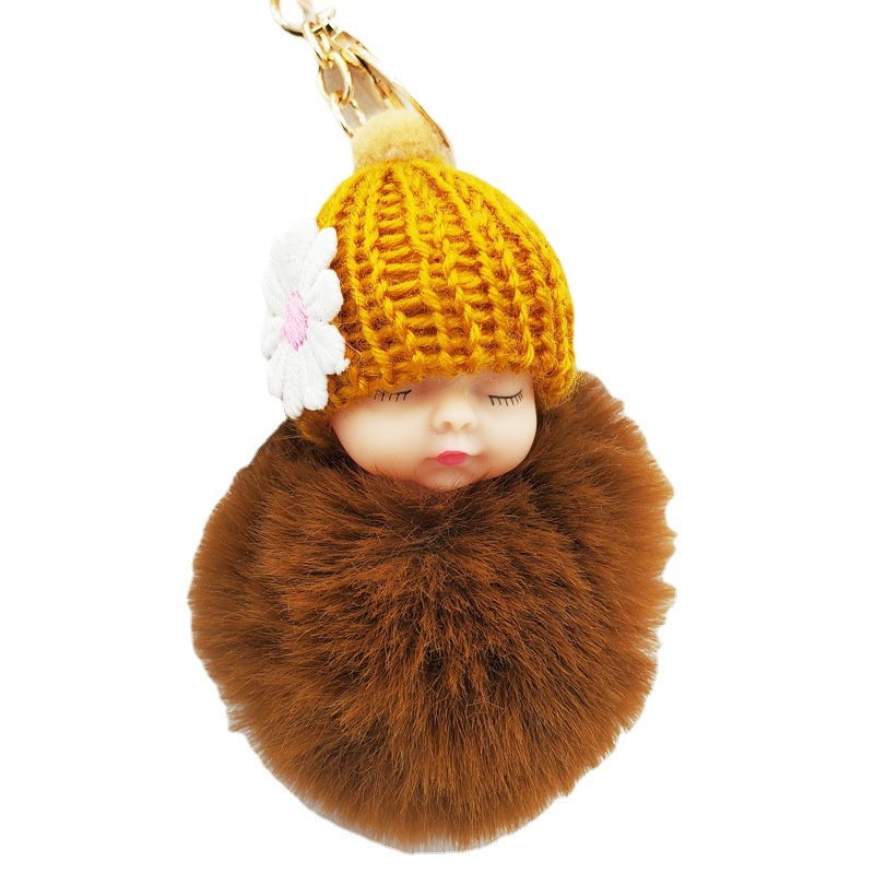 móc khóa cute mini độc lạ búp bê baby kèm quả bông mềm mại hải hà shop