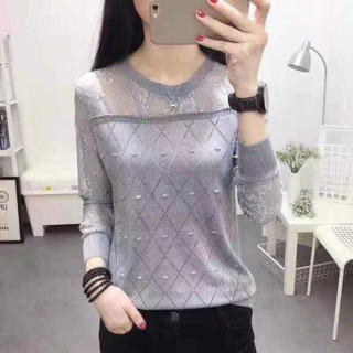 ÁO LEN TAY DÀI PHA REN CHẤT XỊN XÒ