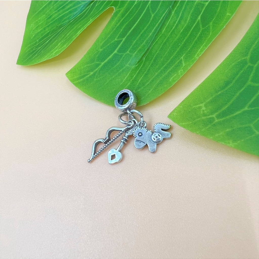 Charm móc treo ngựa mũi tên và cung tên bạc thái - Charm Bạc 925 - Mã CA860