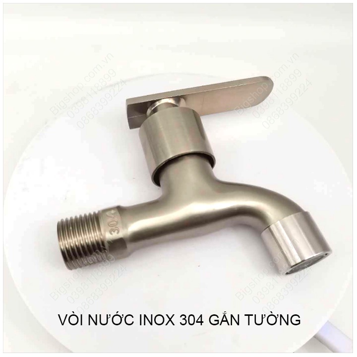 Vòi nước lạnh gắn tường bằng inox 304 (Loại DN15 lắp cho ống D20-21)