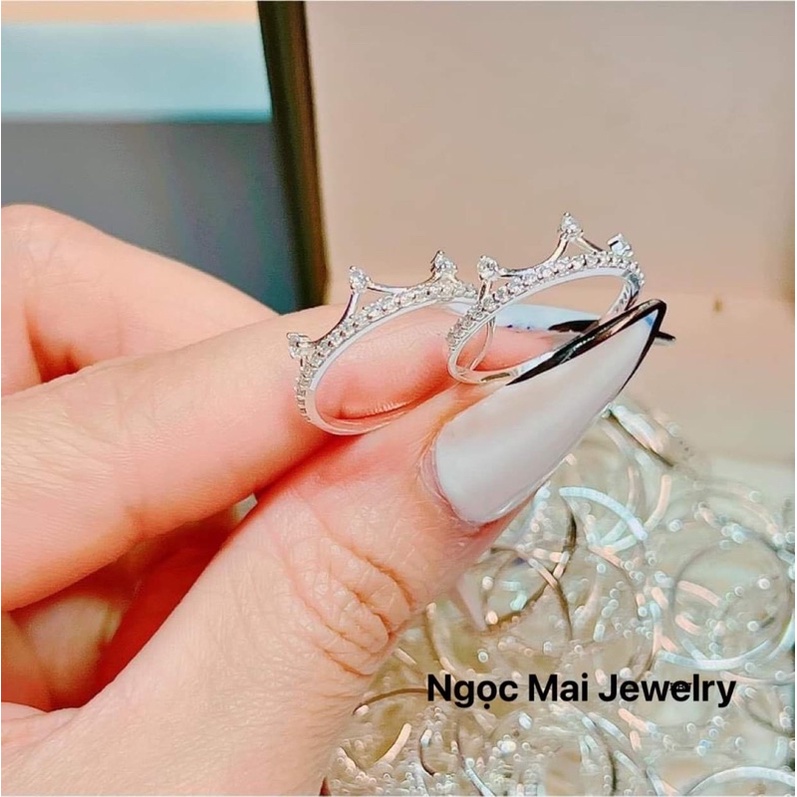 Nhẫn nữ Vương miện bạc nhỏ xinh, Ngọc Mai Jewelry đính đá tinh tế lấp lánh cuốn hút