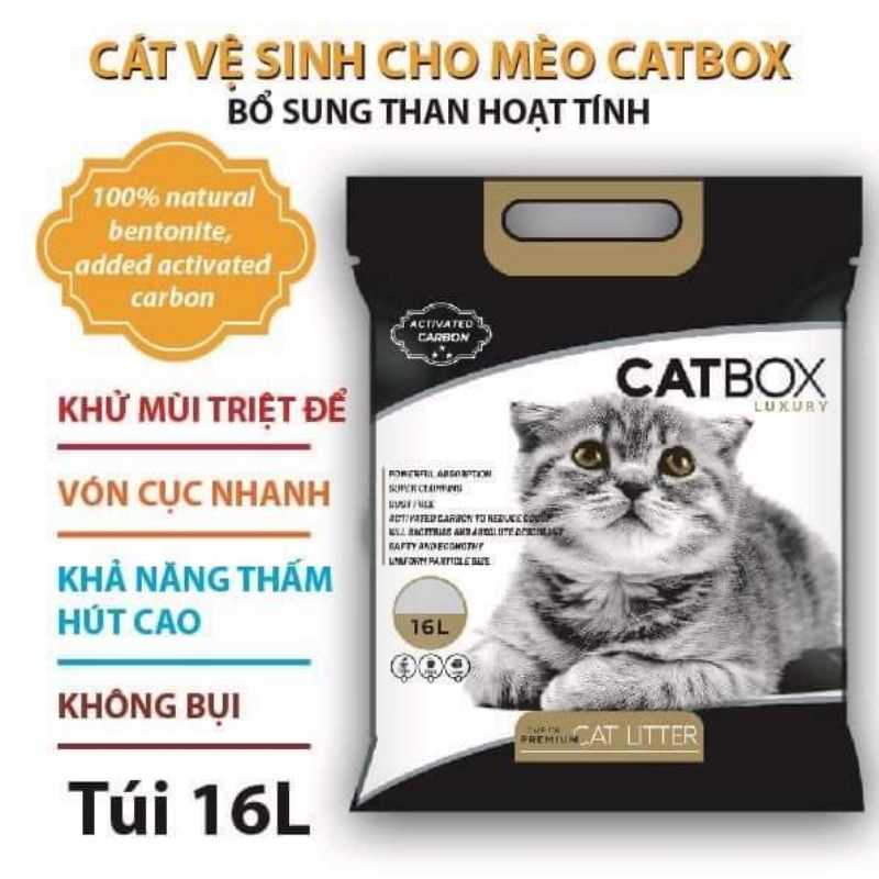 [Mã PET50K giảm Giảm 10% - Tối đa 50K đơn từ 250K] Cát vệ sinh siêu vón cục, khử mùi tốt Catbox 16lit