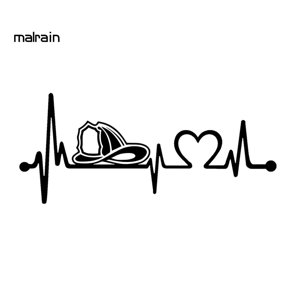 Sticker Dán Trang Trí Xe Hơi Hình Nhịp Tim Lính Cứu Hỏa