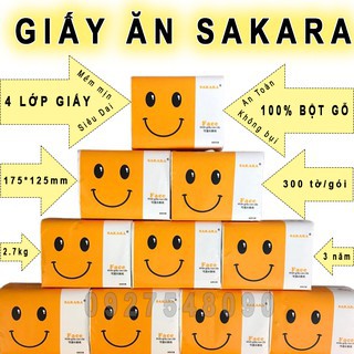 khăn giấy ăn Giấy ăn Sakara tốt cho sức khoẻ mềm mịn dai dẻo được làm từ bột nguyên chất ( 1 HÔP)