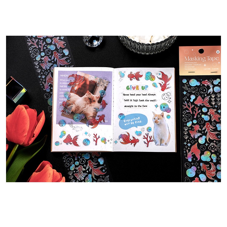 Hình dán trang trí nhật ký họa tiết đa dạng màu galaxy ấn tượng