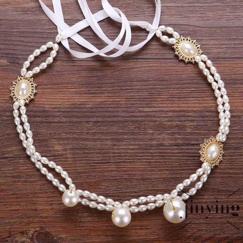 GETNOIVAS Vương miện cô dâu đính ngọc trai giả sang trọng