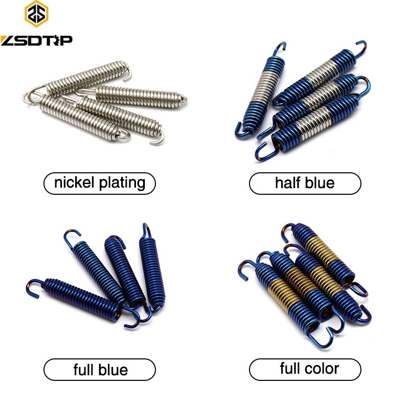 ZSDTRP Motorcycle Modified Exhaust Pipe Half Blue Spring Laser Logo Muffler Silencer For Scooter Stainless Steel