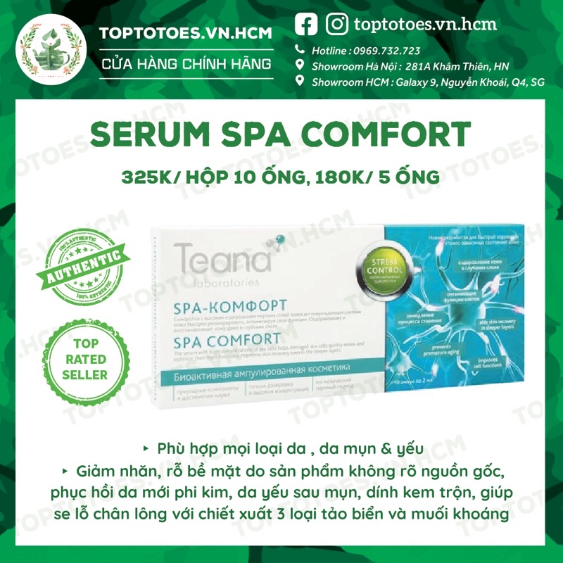 Serum Teana Stress Control Spa Comfort phục hồi &amp; tái tạo da yếu, giảm nhăn rỗ, cấp nước dưỡng ẩm, se lỗ chân lông