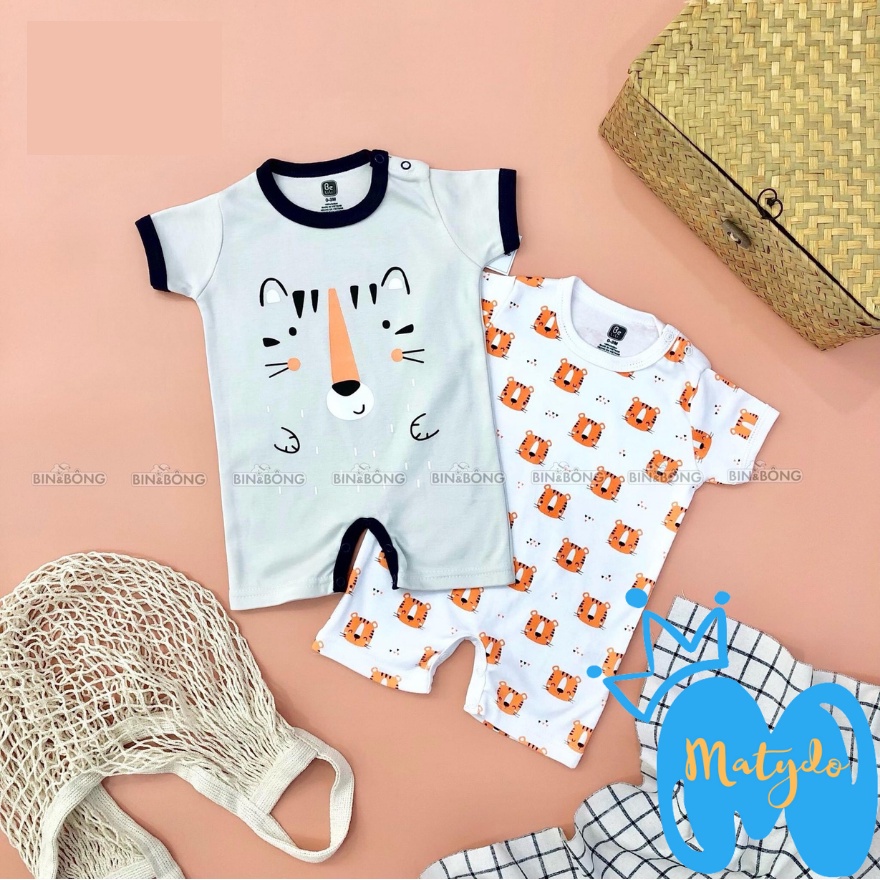 Body đùi cộc tay mẫu chú hổ 2022 chất cotton giá rẻ hình đáng yêu bộ đồ liền thân cho bé trai bé gái từ 0 đến 12 tháng
