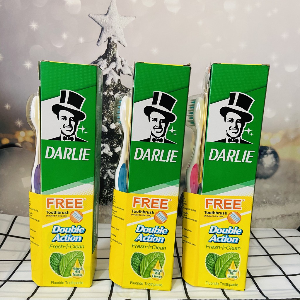 Kem đánh răng ông già Darlie Double Action 225g (tặng bàn chải đánh răng)