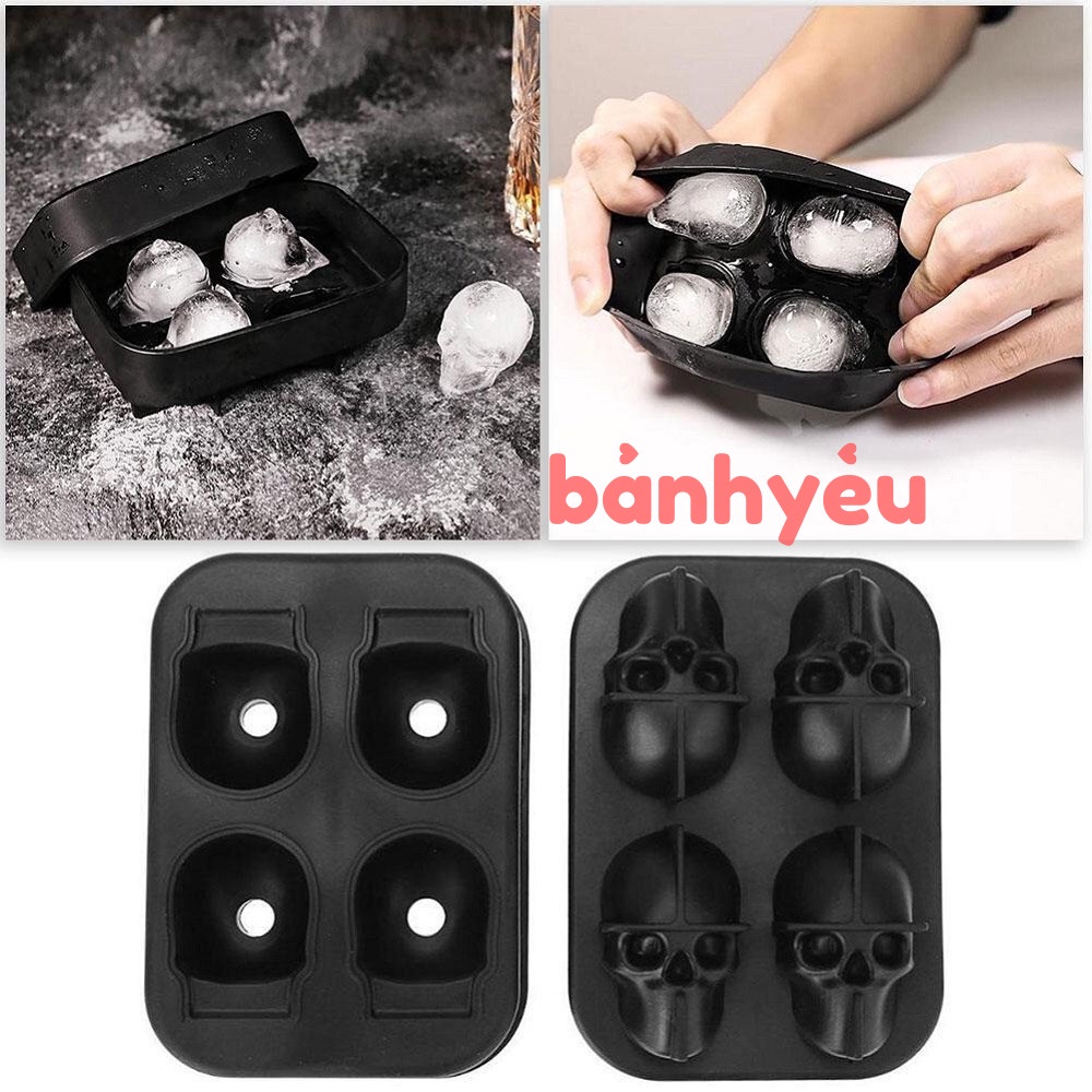 Khuôn Silicon Hình Đầu Lâu Làm Đá, Bánh Kẹo Mùa Halloween