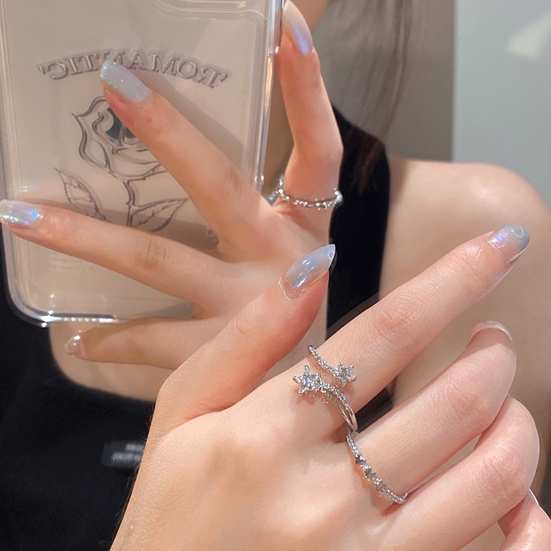Nhẫn Hở Hình Trái Tim Đính Đá Zircon Thời Trang Hàn Quốc