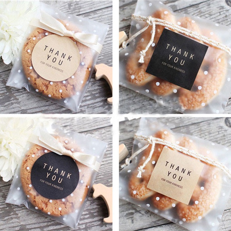 Bộ 60 Miếng Dán Trang Trí Bánh Chữ Thank You Bằng Giấy Kraft