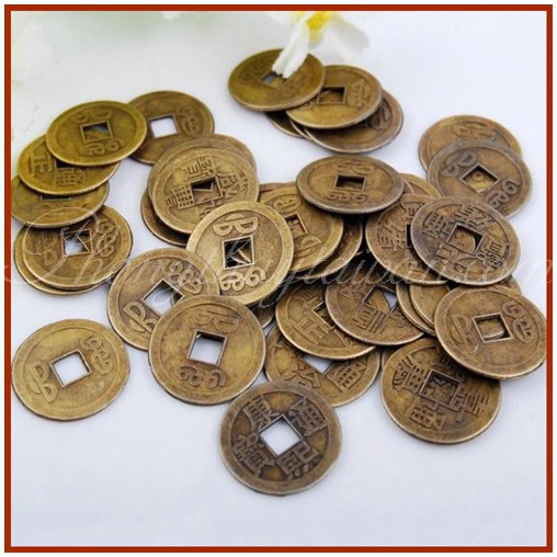 Đồng Xu,Tiền Xu 2.3cm màu_vàng đồng âm dương