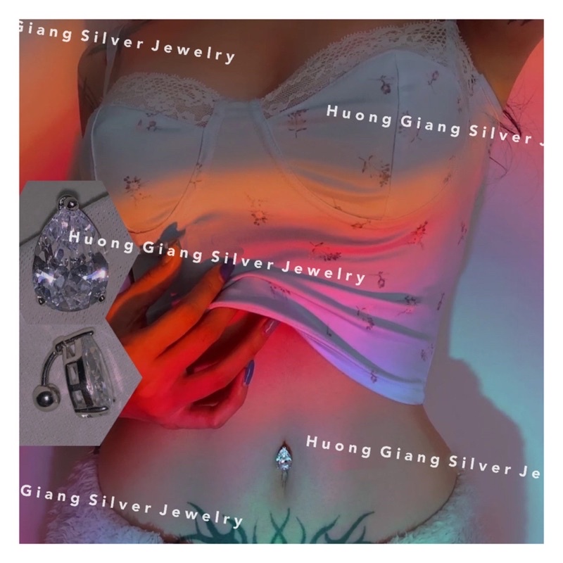 Khuyên rốn Zinna bạc s925 xi kim - HuongGiangSilver