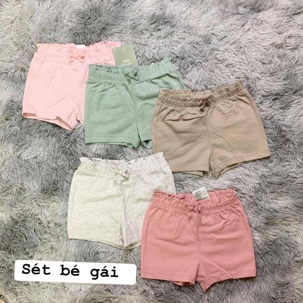 Combo 5 quần short đùi cotton bé gái hàng xuất dư tông màu patel