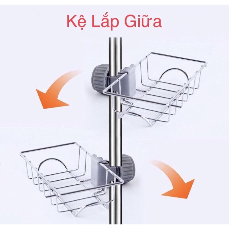 Kệ inox để đồ rửa chén gắn vòi nước tiện lợi - Khay đựng xà phòng nhà bếp, phòng tắm thông minh KV19