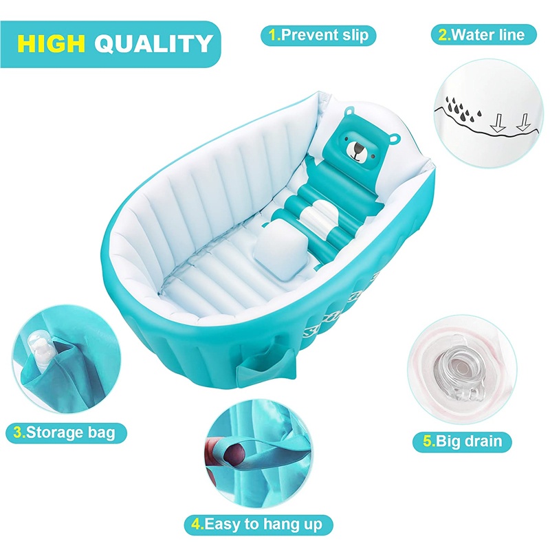 Bồn Tắm Bơm Hơi Di Động Tiện Dụng Cho Bé Sơ Sinh