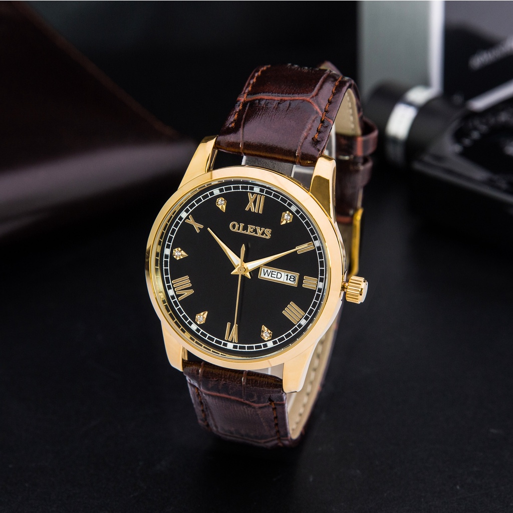 Đồng Hồ - Đồng Hồ Nam Olevs Dây Da Cao Cấp, Mặt Đính Đá Sang Trọng, Kiểu Dáng Lịch Lãm, Năng Động - Bảo Hành 12 Tháng | BigBuy360 - bigbuy360.vn