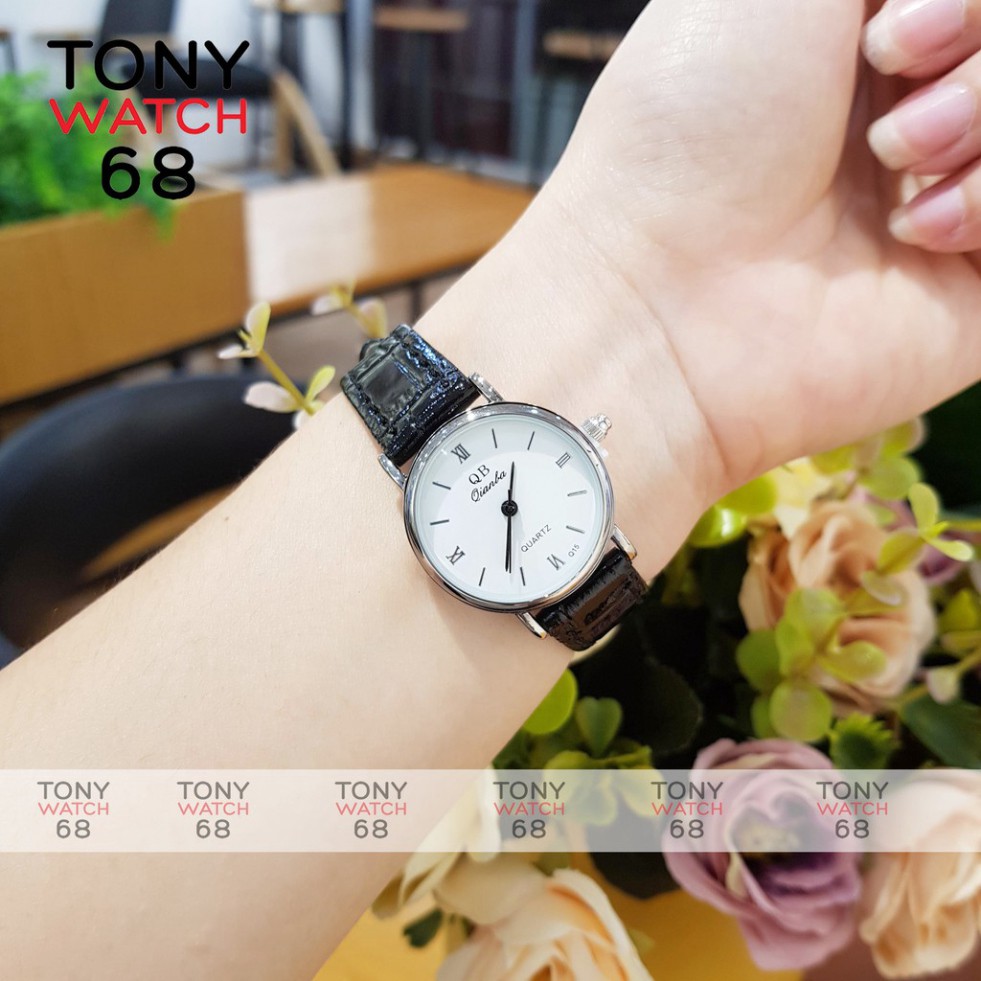 Đồng hồ nữ QB dây da mặt tròn mini số la mã cổ điển sang trọng chống nước chính hãng Tony Watch 68