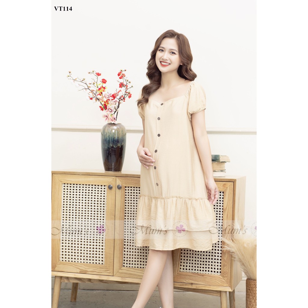 Đầm bầu Mum's shop VT114 siêu dễ thương, mặc đi chơi đi làm đều xinh.