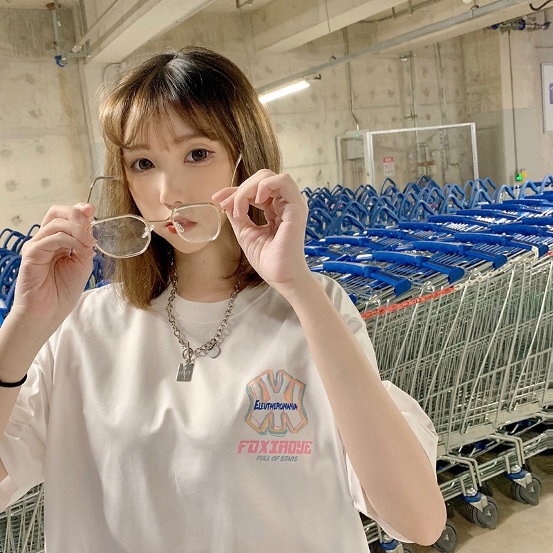 NRVP Áo thun cotton tay ngắn cổ tròn thời trang mùa hè phong cách Hàn Quốc dành cho nữ