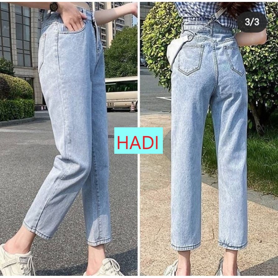 [ SIÊU PHONG CÁCH!! ] QUẦN JEAN NỮ LƯNG CAO KIỂU QUẦN BAGGY JEAN NỮ LƯNG CAO MÀU XANH NHẠT HADI LAI CUỐN KHOE CÁ TÍNH