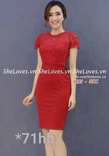 Đầm body kt phối ren