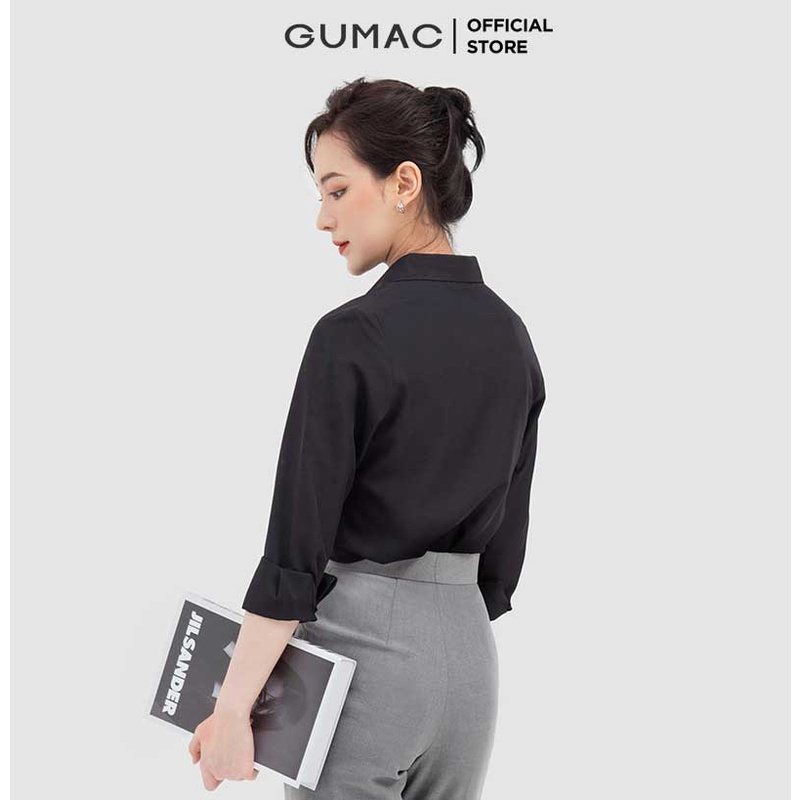 [Mã WABRGUM giảm 10% tối đa 30K đơn 99K] Áo sơ mi nữ công sở thời trang GUMAC màu đen công sở cơ bản AB922 sơ mi dài tay | BigBuy360 - bigbuy360.vn