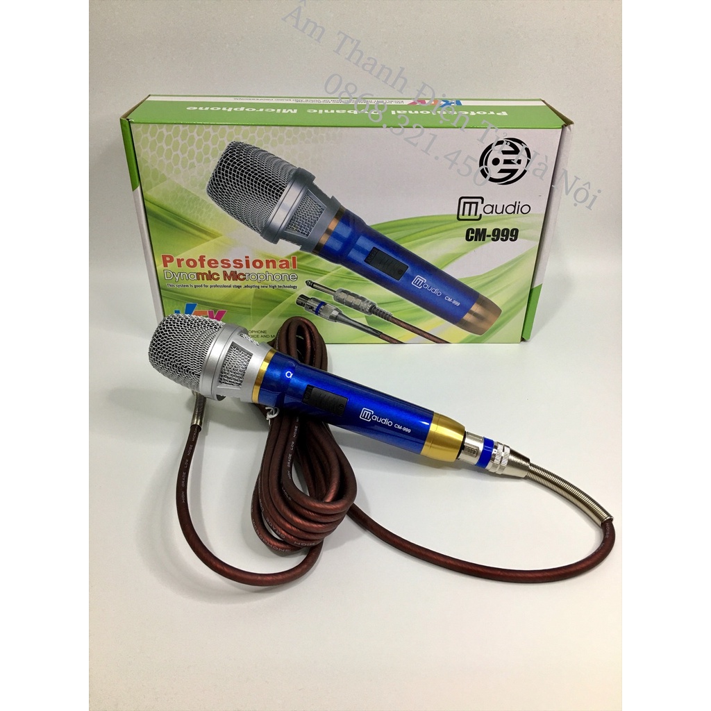 Micro Có Dây CM 999 Chính Hãng,Hút Giọng, Hát Nhẹ, Hỗ Trợ Chống Hú, Tay Mic INOX Chắc Chắn, Dây Chống Xoắn
