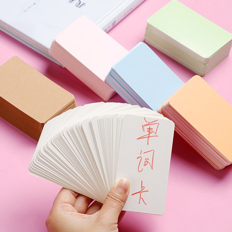 Set 100 thẻ giấy kraft màu trơn nhỏ gọn cho học sinh