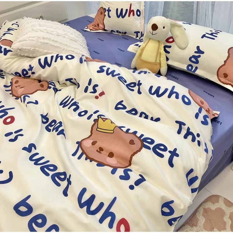 Shinbedding_ Set Cotton Poly Hoạ Tiết Xinh Xắn Dễ Thương (Set Vỏ Không Ruột)