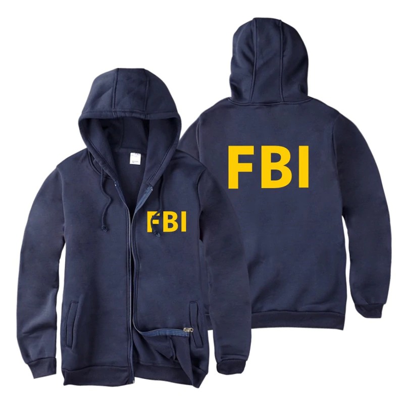 Áo khoác hoodie thể thao nam tay dài có dây kéo in chữ fbi size 4xl cho nam