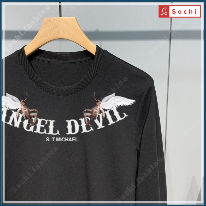 Áo thun dài tay nam, áo thu đông nam Sochi chất nỉ mền mịn mã SW68.5 in Ange Devs