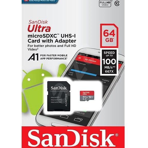 Thẻ Nhớ Micro Sd Sandisk Ultra 100mbps 256gb 128gb 64gb 32gb A1 Class 10