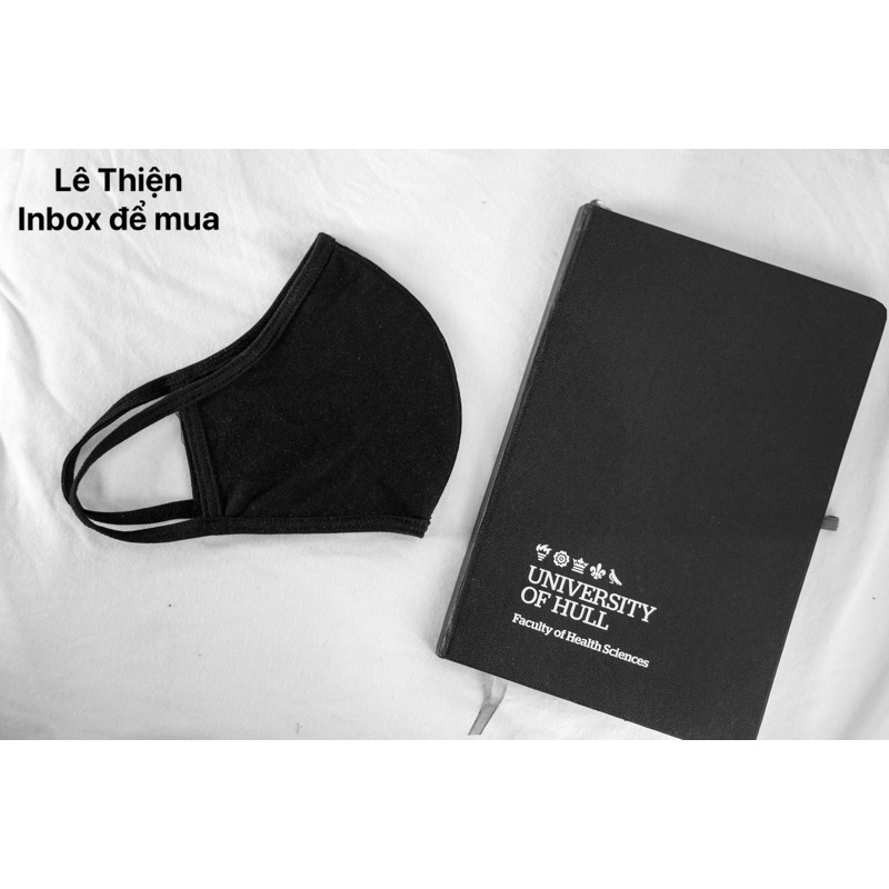 KHẨU TRANG VẢI ĐEN TRƠN COTTON 100%