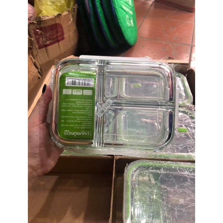 Hộp Đựng Cơm Thủy Tinh Cao Cấp 3 Ngăn ( Giao mầu ngẫu nhiên)