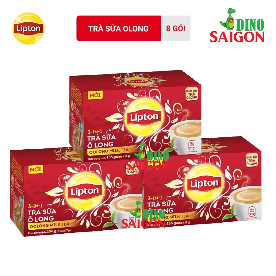 Bộ 3 Hộp Trà Sữa Lipton vị Ô Long (Hộp 8 Gói x 17g)