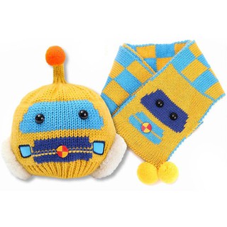 Mũ len robot + khăn choàng cổ