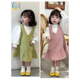 Đầm yếm nhung đuôi cá tay bồng cực xinh cho bé gái