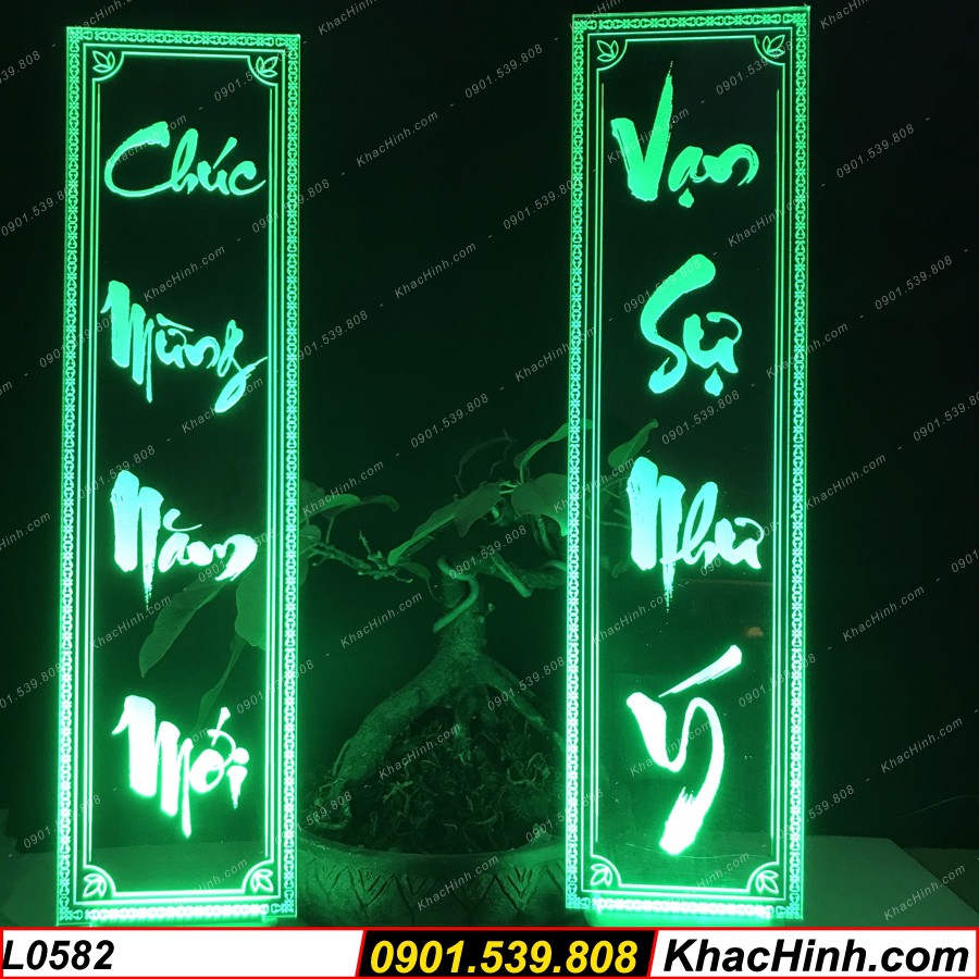 Đèn tranh Thư Pháp Chúc Mừng Năm Mới -Vạn Sự Như Ý, Câu đối tết, quà tặng khai trương, khắc hình theo yêu cầu
