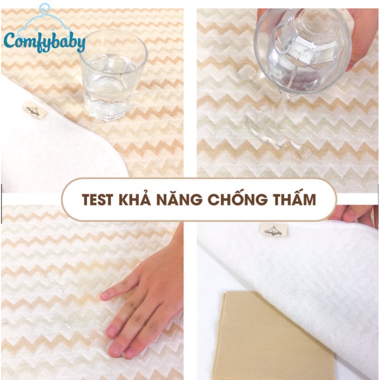 Tấm lót chống thấm thay tã cho bé 4 lớp vải Organic Comfybaby 100% cotton hữu cơ cao cấp, kháng khuẩn, thoáng khí PAD2