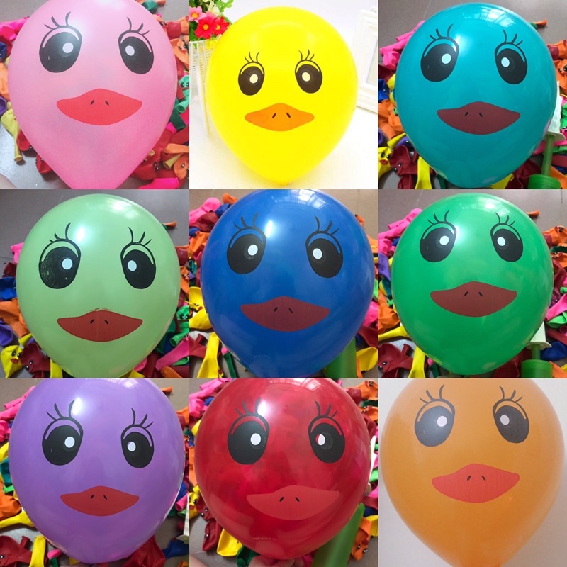 Bóng tròn mặt cười mặt con vịt nhiều màu sắc