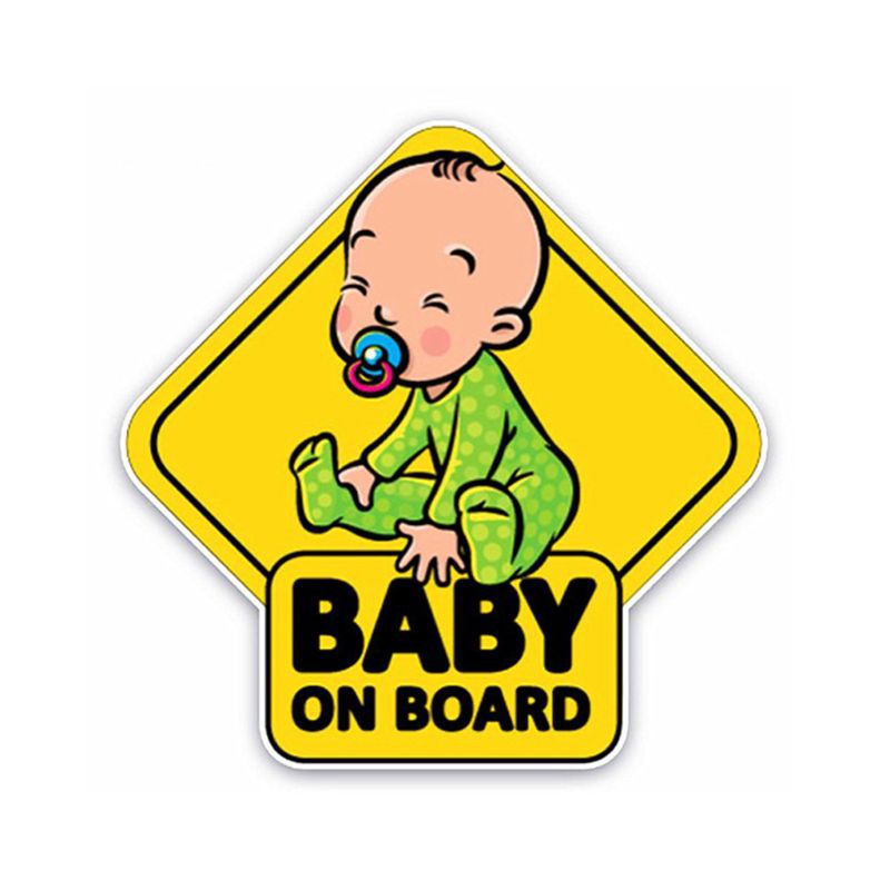 Miếng dán cảnh báo có em bé trên xe chữ Baby On Board phản quang tự dính dành cho xe hơi