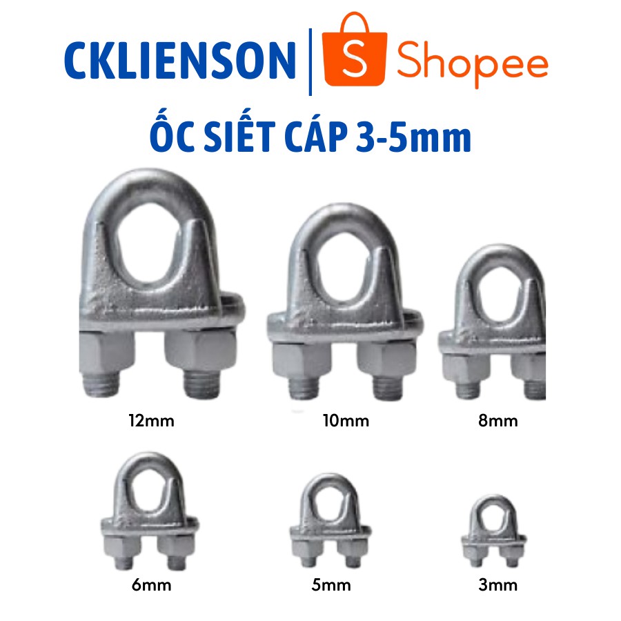 Ốc siết cáp mạ kẽm từ 3mm, 5mm
