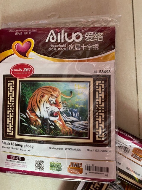 Tranh thêu chữ thập Mãnh Hổ Hùng Phong 53493  chưa thêu