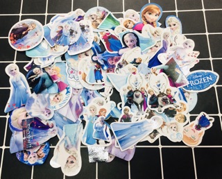 Bộ 30-60 Sticker công chúa Elsa ép lụa có đề can bóc dán