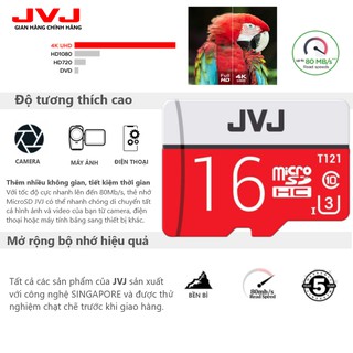 Thẻ nhớ JVJ 16GB Pro U3 Class 10