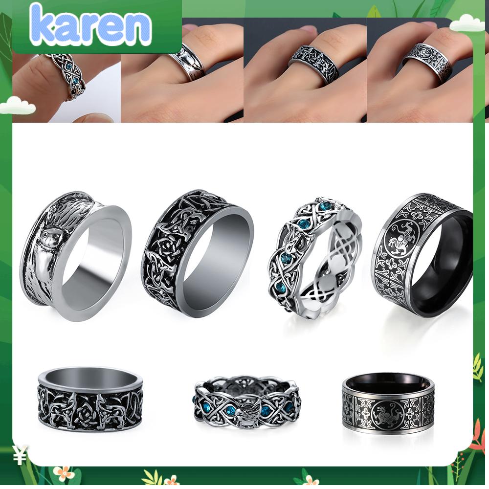 Nhẫn bằng hợp kim khắc họa tiết phong cách cổ điển cho nam